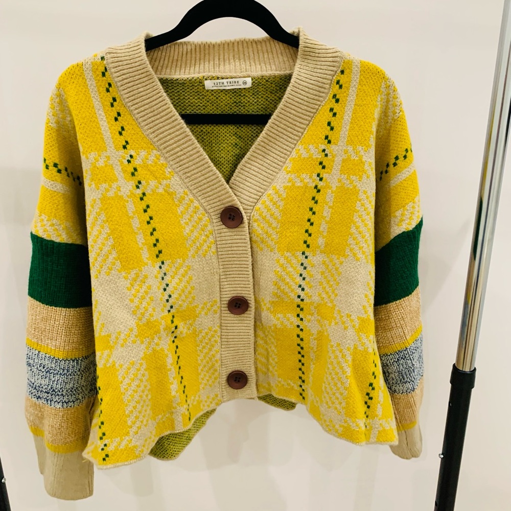 12th Tribe Far Out Plaid Cardigan
